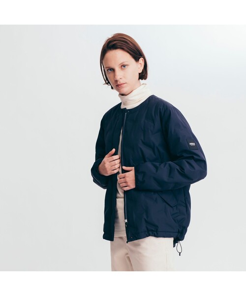 AIGLE（エーグル）の「撥水 ダブルクロス キルテッド ノンカラー ダウンジャケット（ダウンジャケット/コート・レディース・レッド系その他/ダークネイビー・40/38/36）」の2枚目の写真