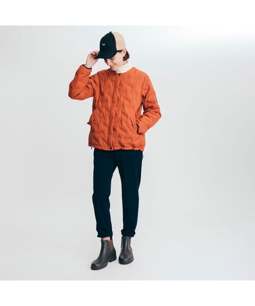 AIGLE（エーグル）の「撥水 ダブルクロス キルテッド ノンカラー ダウンジャケット（ダウンジャケット/コート・レディース・レッド系その他/ダークネイビー・40/38/36）」の6枚目の写真