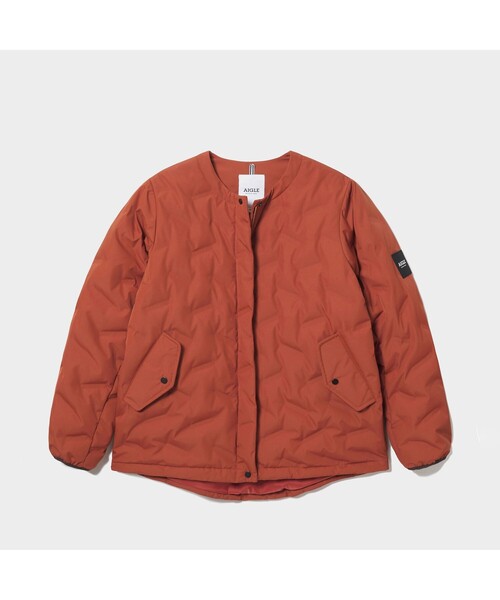 AIGLE（エーグル）の「撥水 ダブルクロス キルテッド ノンカラー ダウンジャケット（ダウンジャケット/コート・レディース・レッド系その他/ダークネイビー・40/38/36）」の11枚目の写真