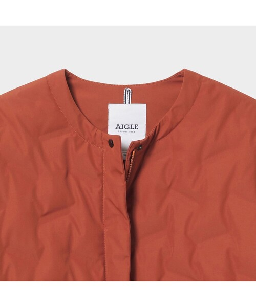 AIGLE（エーグル）の「撥水 ダブルクロス キルテッド ノンカラー ダウンジャケット（ダウンジャケット/コート・レディース・レッド系その他/ダークネイビー・40/38/36）」の16枚目の写真