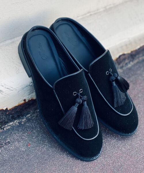 GLOSTER(グロスター)の「【GLOSTER/グロスター】VELVET MULE ベルベットミュール サンダル(サンダル・メンズ・ブラック/ブラウン・26/27/28)」の1枚目の写真