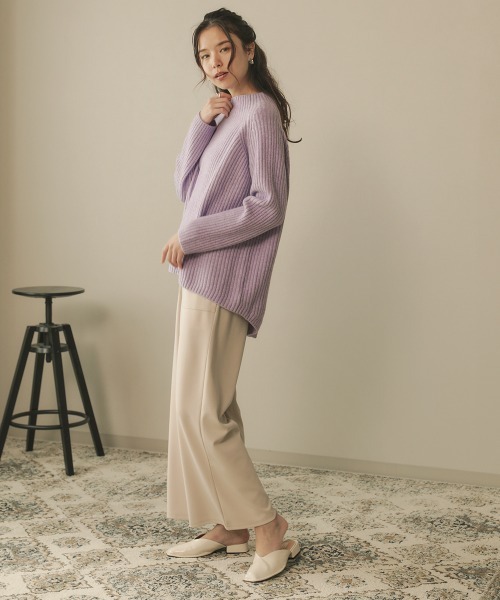 Bou Jeloud(ブージュルード)の「ふわふわカラーリブニット(ニット/セーター・レディース・チャコールグレー/パープル/オフホワイト/グリーン・FREE)」の6枚目の写真