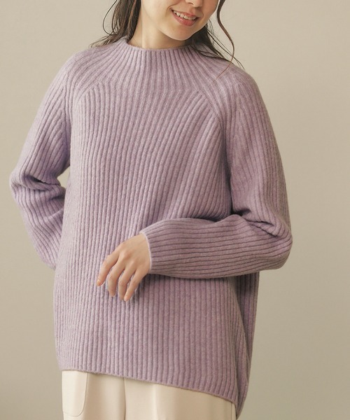 Bou Jeloud(ブージュルード)の「ふわふわカラーリブニット(ニット/セーター・レディース・チャコールグレー/パープル/オフホワイト/グリーン・FREE)」の9枚目の写真