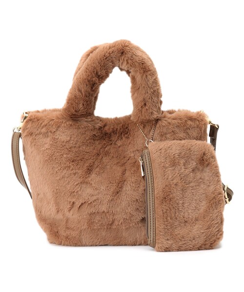 SHOO・LA・RUE（シューラルー）の「◆ポーチ付2WAYエコファーランチトート（トートバッグ・レディース・ブラウン系その他/グレー/ブラウン系8/ブラック/ダークグリーン系7/イエロー系7/オレンジ系その他5/ライトグリーン/ピンク系/ライトベージュ・00）」の4枚目の写真