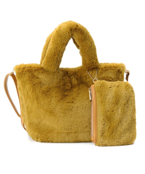 SHOO・LA・RUE（シューラルー）の「◆ポーチ付2WAYエコファーランチトート（トートバッグ・レディース・ブラウン系その他/グレー/ブラウン系8/ブラック/ダークグリーン系7/イエロー系7/オレンジ系その他5/ライトグリーン/ピンク系/ライトベージュ・00）」の8枚目の写真