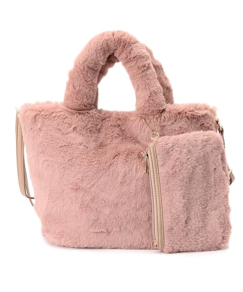 SHOO・LA・RUE（シューラルー）の「◆ポーチ付2WAYエコファーランチトート（トートバッグ・レディース・ブラウン系その他/グレー/ブラウン系8/ブラック/ダークグリーン系7/イエロー系7/オレンジ系その他5/ライトグリーン/ピンク系/ライトベージュ・00）」の9枚目の写真