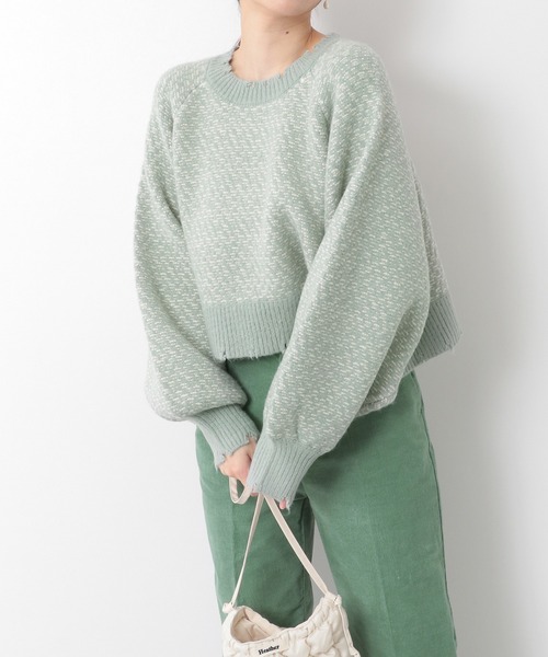 Heather(ヘザー)の「柄編ハイネックショートニット 239257(ニット/セーター・レディース・ブラック系その他/グリーン系その他/イエロー系その他・FREE)」の3枚目の写真