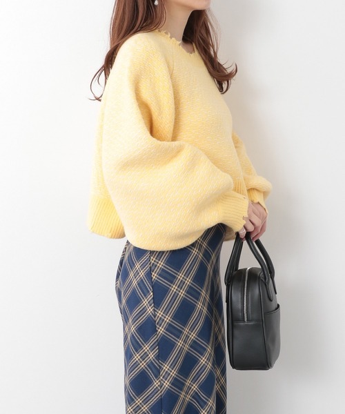 Heather(ヘザー)の「柄編ハイネックショートニット 239257(ニット/セーター・レディース・ブラック系その他/グリーン系その他/イエロー系その他・FREE)」の4枚目の写真