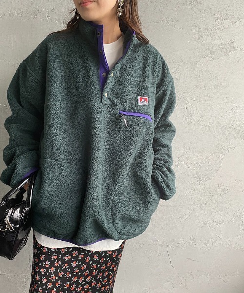 BEN DAVIS（ベンデイビス）の「[BEN DAVIS/ベンデイビス] ハーフスナップボタン ボアブルゾン（その他アウター・レディース・グレイッシュベージュ/ダークグリーン/パープル/イエロー・M/L/XL）」の3枚目の写真