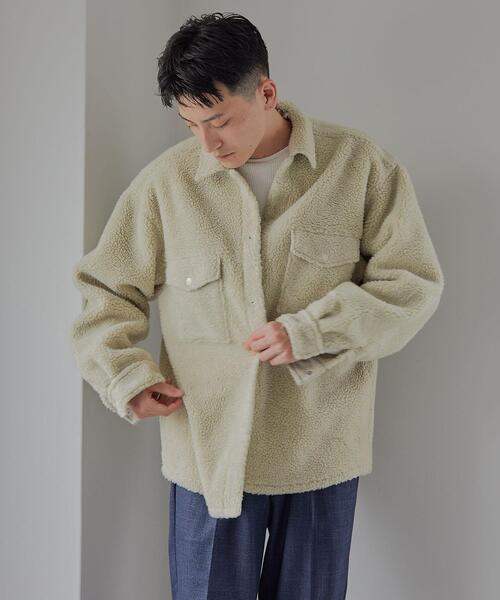 green label relaxing(グリーンレーベルリラクシング)の「ボアフリース CPOジャケット(ブルゾン・メンズ・ベージュ/ブラック・L/S/M)」の2枚目の写真