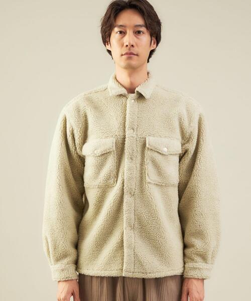 green label relaxing(グリーンレーベルリラクシング)の「ボアフリース CPOジャケット(ブルゾン・メンズ・ベージュ/ブラック・L/S/M)」の8枚目の写真