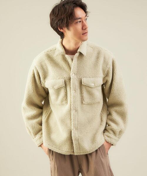 green label relaxing(グリーンレーベルリラクシング)の「ボアフリース CPOジャケット(ブルゾン・メンズ・ベージュ/ブラック・L/S/M)」の11枚目の写真