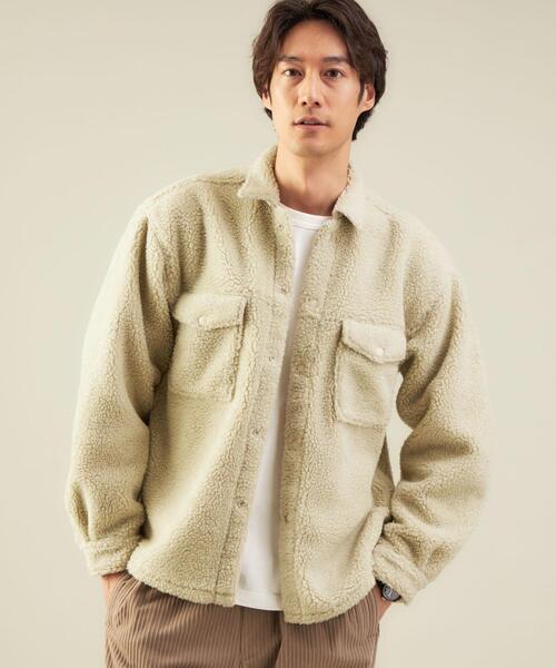 green label relaxing(グリーンレーベルリラクシング)の「ボアフリース CPOジャケット(ブルゾン・メンズ・ベージュ/ブラック・L/S/M)」の12枚目の写真