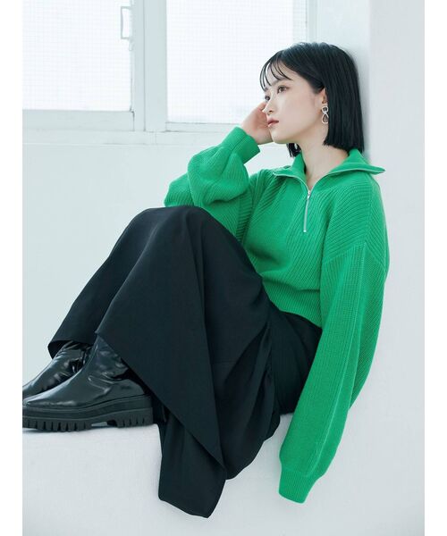 ニット セーター アシメジップニットトップス レディース アシメダブルZIPニットトップス SPIRALGIRL│SPIRALGIRL