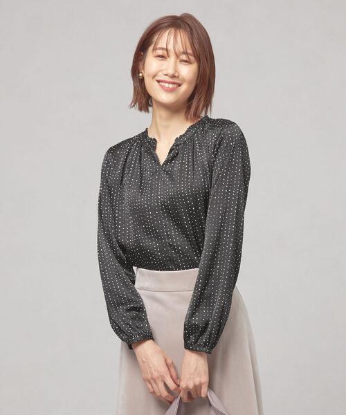 closet story（クローゼットストーリー）の「＜closet story（クローゼットストーリー）＞ドット ピコフリル スタンドカラーブラウス（シャツ/ブラウス・レディース・ホワイト/ブラック/ピンク・FREE）」の3枚目の写真