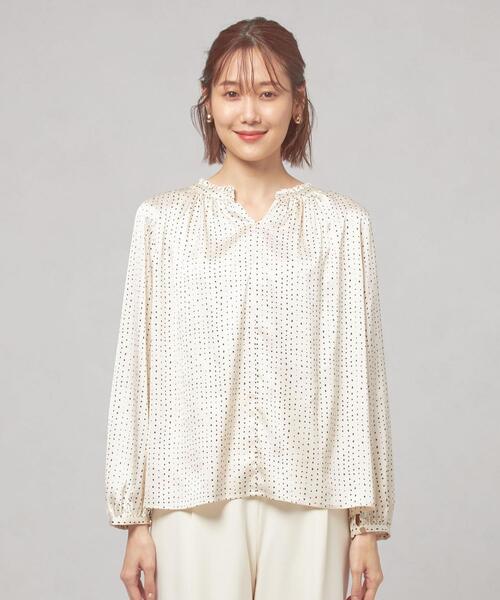 closet story（クローゼットストーリー）の「＜closet story（クローゼットストーリー）＞ドット ピコフリル スタンドカラーブラウス（シャツ/ブラウス・レディース・ホワイト/ブラック/ピンク・FREE）」の6枚目の写真