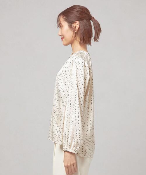 closet story（クローゼットストーリー）の「＜closet story（クローゼットストーリー）＞ドット ピコフリル スタンドカラーブラウス（シャツ/ブラウス・レディース・ホワイト/ブラック/ピンク・FREE）」の4枚目の写真