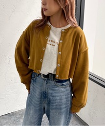 ドットボタンダメージスウェットカーディガン【ZOZOTOWN限定アイテム】