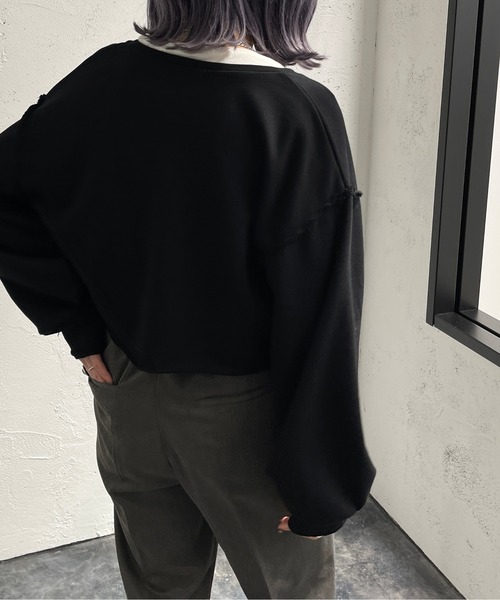 apres jour mignon（アプレジュールミニョン）の「ドットボタンダメージスウェットカーディガン【ZOZOTOWN限定アイテム】（カーディガン/ボレロ・レディース・ブラック/オレンジ/グリーン/マスタード/ナチュラル・X-LARGE/フリー）」の8枚目の写真