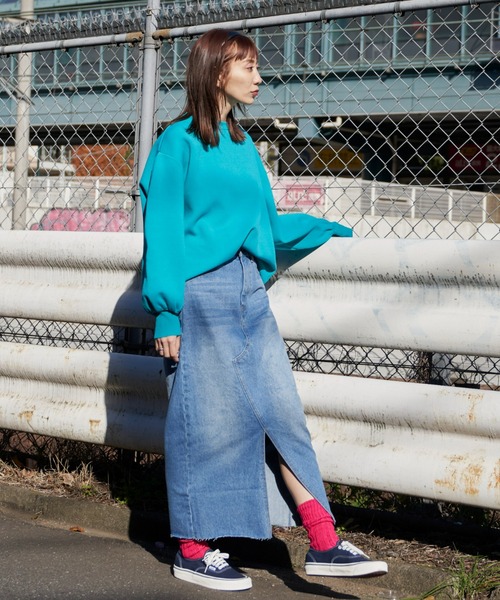 Auntie Rosa Holiday（アンティローザホリデー）の「フロントスリットデニムスカート（デニムスカート・レディース・ブルー・MEDIUM/SMALL）」の4枚目の写真