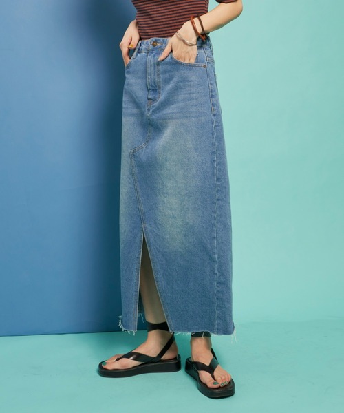 Auntie Rosa Holiday（アンティローザホリデー）の「フロントスリットデニムスカート（デニムスカート・レディース・ブルー・MEDIUM/SMALL）」の20枚目の写真