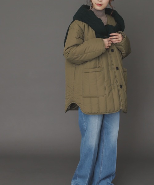 SENSE OF PLACE by URBAN RESEARCH(センスオブプレイスバイアーバンリサーチ)の「『UR TECH』キルティングノーカラーミドルコート(その他アウター・レディース・ブラック/カーキ/アイボリー・ONE)」の3枚目の写真