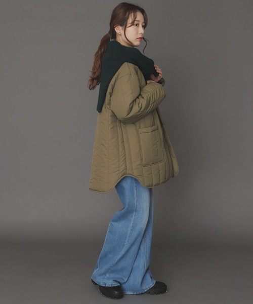 SENSE OF PLACE by URBAN RESEARCH(センスオブプレイスバイアーバンリサーチ)の「『UR TECH』キルティングノーカラーミドルコート(その他アウター・レディース・ブラック/カーキ/アイボリー・ONE)」の11枚目の写真