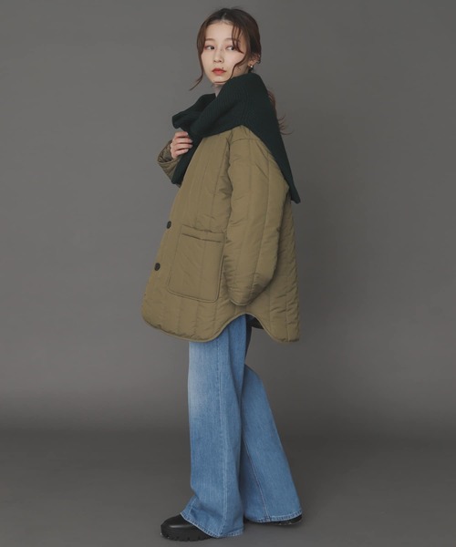 SENSE OF PLACE by URBAN RESEARCH(センスオブプレイスバイアーバンリサーチ)の「『UR TECH』キルティングノーカラーミドルコート(その他アウター・レディース・ブラック/カーキ/アイボリー・ONE)」の14枚目の写真