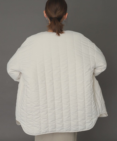 SENSE OF PLACE by URBAN RESEARCH(センスオブプレイスバイアーバンリサーチ)の「『UR TECH』キルティングノーカラーミドルコート(その他アウター・レディース・ブラック/カーキ/アイボリー・ONE)」の18枚目の写真