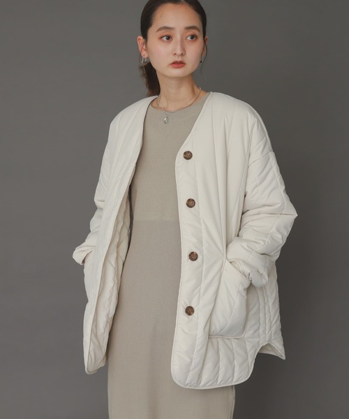 SENSE OF PLACE by URBAN RESEARCH(センスオブプレイスバイアーバンリサーチ)の「『UR TECH』キルティングノーカラーミドルコート(その他アウター・レディース・ブラック/カーキ/アイボリー・ONE)」の21枚目の写真