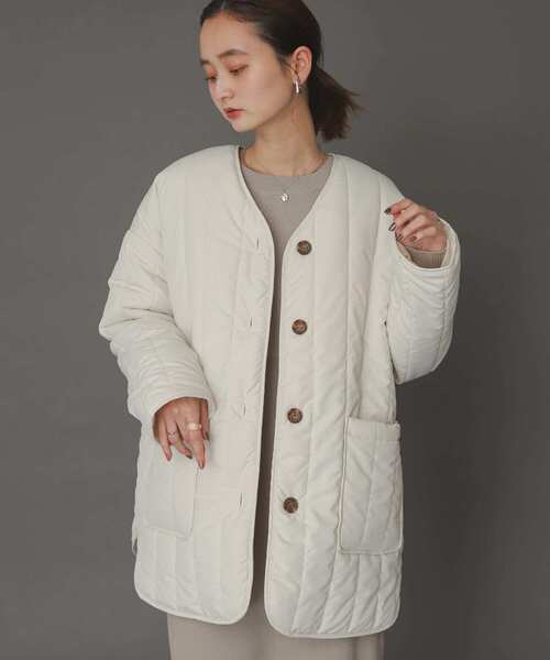 SENSE OF PLACE by URBAN RESEARCH(センスオブプレイスバイアーバンリサーチ)の「『UR TECH』キルティングノーカラーミドルコート(その他アウター・レディース・ブラック/カーキ/アイボリー・ONE)」の22枚目の写真