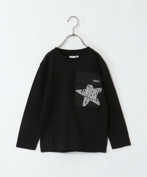 CONVERSE（コンバース）の「【WEB限定】【キッズ】CONVERSE コンバース ポケット付きロンT（130~160cm）（Tシャツ/カットソー・キッズ・ベージュ/ブラック・160/130/150/140）」の2枚目の写真