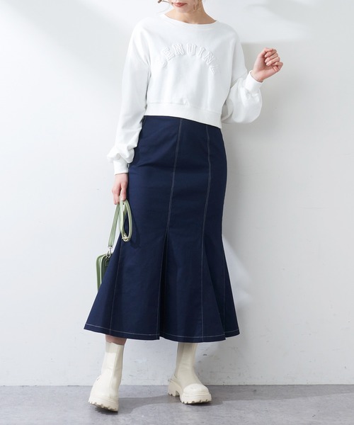 OLIVE des OLIVE（オリーブデオリーブ）の「【WEB限定サイズ有M/L】マーメイドロングスカート（スカート・レディース・ブラック/ネイビー/アイボリー/グレイッシュベージュ・MEDIUM/LARGE）」の6枚目の写真