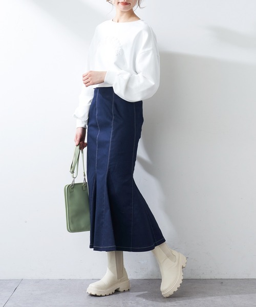 OLIVE des OLIVE（オリーブデオリーブ）の「【WEB限定サイズ有M/L】マーメイドロングスカート（スカート・レディース・ブラック/ネイビー/アイボリー/グレイッシュベージュ・MEDIUM/LARGE）」の10枚目の写真