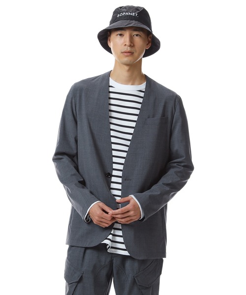 SOPHNET.(ソフネット)の「NO COLLAR JACKET(ノーカラージャケット・メンズ・チャコールグレー/ネイビー・MEDIUM/LARGE/SMALL/X-LARGE)」の3枚目の写真