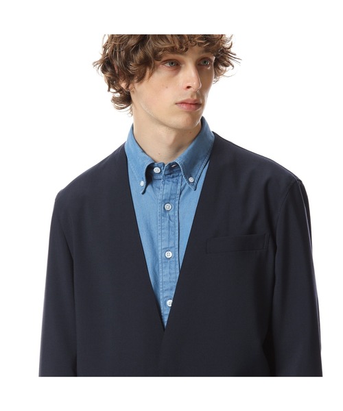 SOPHNET.(ソフネット)の「NO COLLAR JACKET(ノーカラージャケット・メンズ・チャコールグレー/ネイビー・MEDIUM/LARGE/SMALL/X-LARGE)」の13枚目の写真