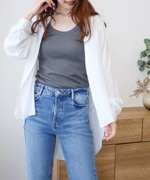 バックフリルフレアオーバーサイズシャツブラウス