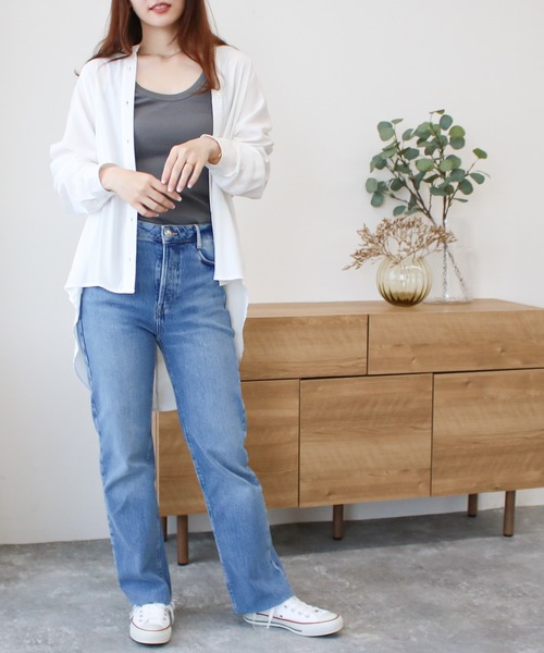 Social GIRL（ソーシャルガール）の「バックフリルフレアオーバーサイズシャツブラウス（シャツ/ブラウス・レディース・ライトグリーン/オフホワイト/ベージュ・M/L）」の21枚目の写真