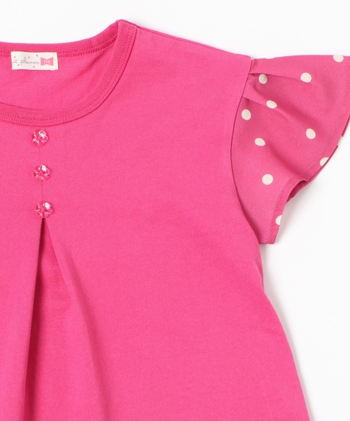 KP（ケーピー）の「リボン刺しゅうと袖シフォンドットプリントの半袖Tシャツ(100-130cm)（Tシャツ/カットソー・キッズ・ピンク/サックスブルー・130cm/120cm/110cm/100cm）」の17枚目の写真