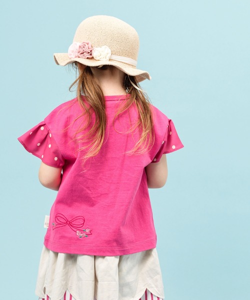 KP（ケーピー）の「リボン刺しゅうと袖シフォンドットプリントの半袖Tシャツ(100-130cm)（Tシャツ/カットソー・キッズ・ピンク/サックスブルー・130cm/120cm/110cm/100cm）」の21枚目の写真