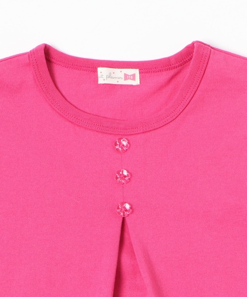 KP（ケーピー）の「リボン刺しゅうと袖シフォンドットプリントの半袖Tシャツ(100-130cm)（Tシャツ/カットソー・キッズ・ピンク/サックスブルー・130cm/120cm/110cm/100cm）」の3枚目の写真