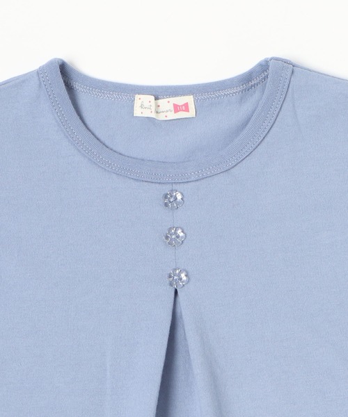 KP（ケーピー）の「リボン刺しゅうと袖シフォンドットプリントの半袖Tシャツ(100-130cm)（Tシャツ/カットソー・キッズ・ピンク/サックスブルー・130cm/120cm/110cm/100cm）」の6枚目の写真