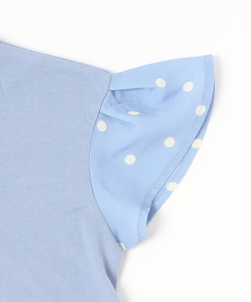 KP（ケーピー）の「リボン刺しゅうと袖シフォンドットプリントの半袖Tシャツ(100-130cm)（Tシャツ/カットソー・キッズ・ピンク/サックスブルー・130cm/120cm/110cm/100cm）」の7枚目の写真