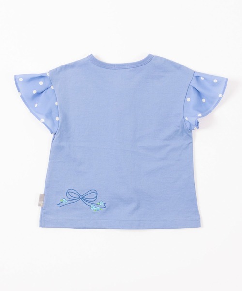 KP（ケーピー）の「リボン刺しゅうと袖シフォンドットプリントの半袖Tシャツ(100-130cm)（Tシャツ/カットソー・キッズ・ピンク/サックスブルー・130cm/120cm/110cm/100cm）」の9枚目の写真