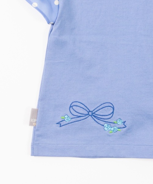 KP（ケーピー）の「リボン刺しゅうと袖シフォンドットプリントの半袖Tシャツ(100-130cm)（Tシャツ/カットソー・キッズ・ピンク/サックスブルー・130cm/120cm/110cm/100cm）」の10枚目の写真