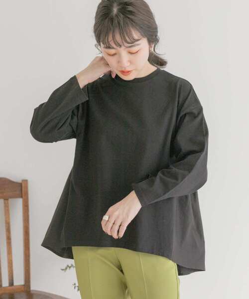 バックギャザーロングTシャツ