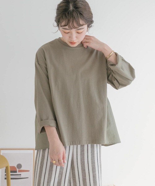 バックギャザーロングTシャツ