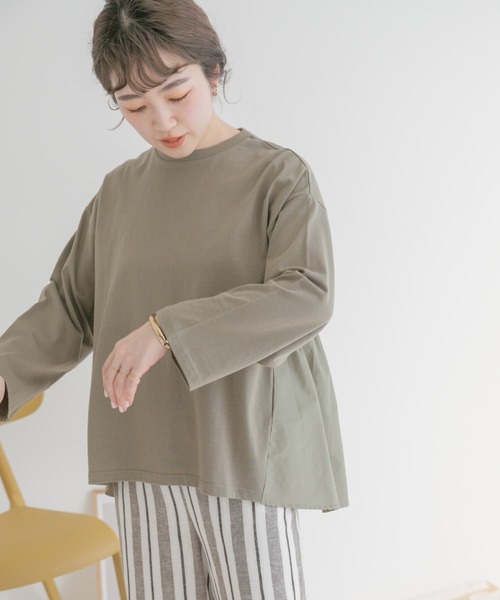 バックギャザーロングTシャツ