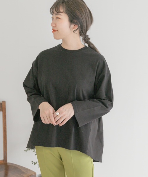 バックギャザーロングTシャツ