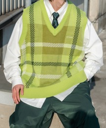 Perushu | レトロチェックニットベスト(ベスト)